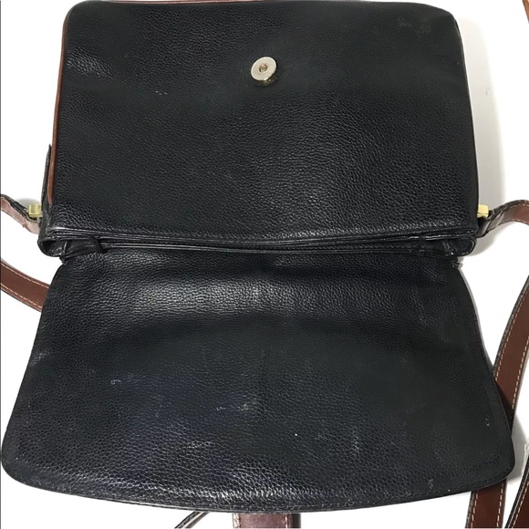 Bally Woven Leathet Black Brown Crossbody Brass B - Picture 3 of 8