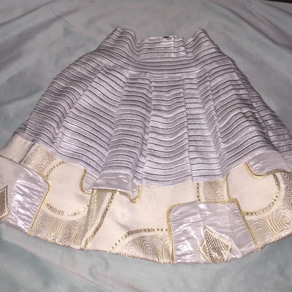 High fashion glamorous silver skirt