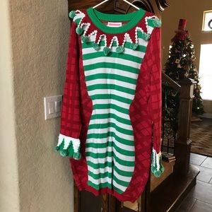 Ugly sweater elf dress by Tipsy Elves XL NWT