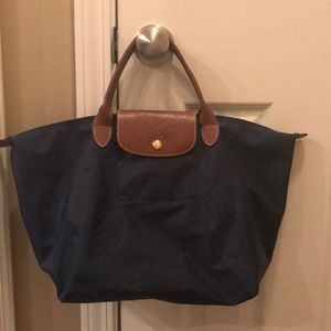 Navy authentic long champ purse