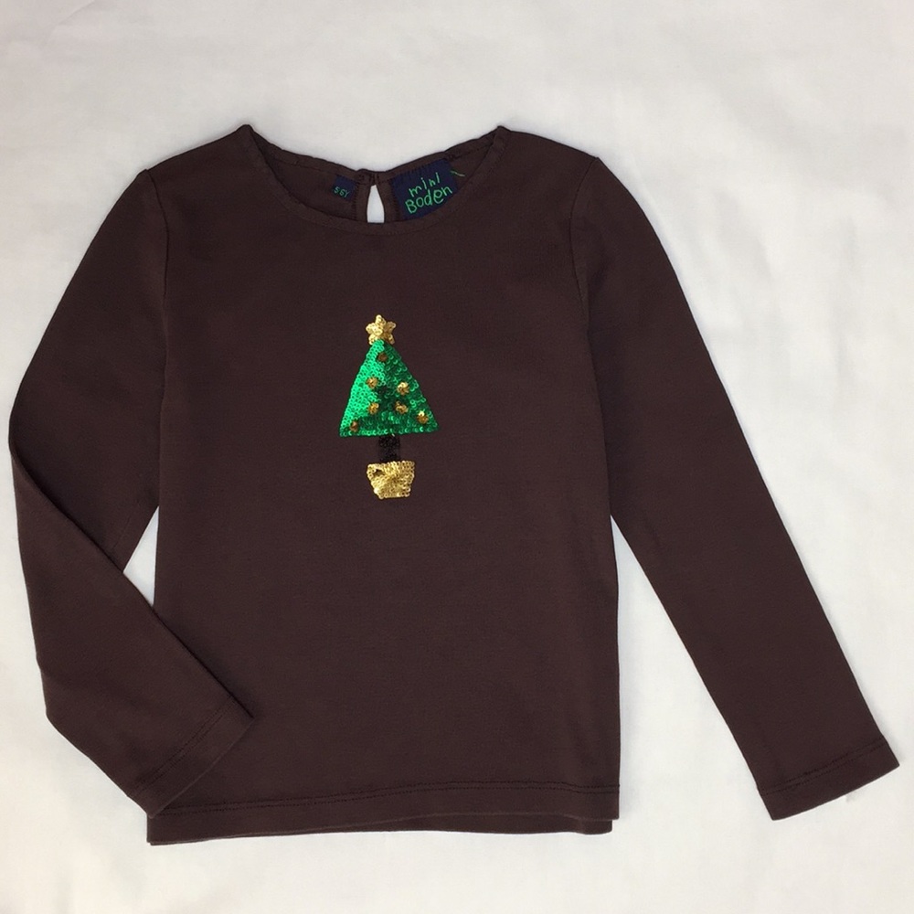 Mini Boden Sequin Christmas Tree 🎄 Tee Shirt