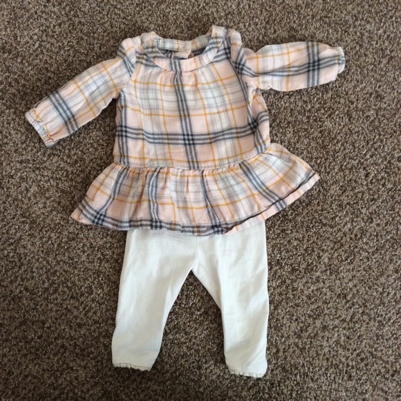 GAP Other - Baby Gap Plaid Shirt with Cream Leggings, 3-6 Mo