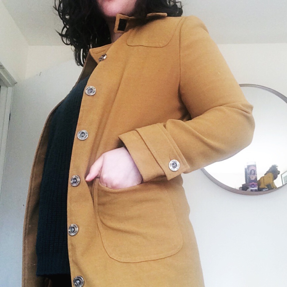 Mustard yellow peacoat 1970’s inspired