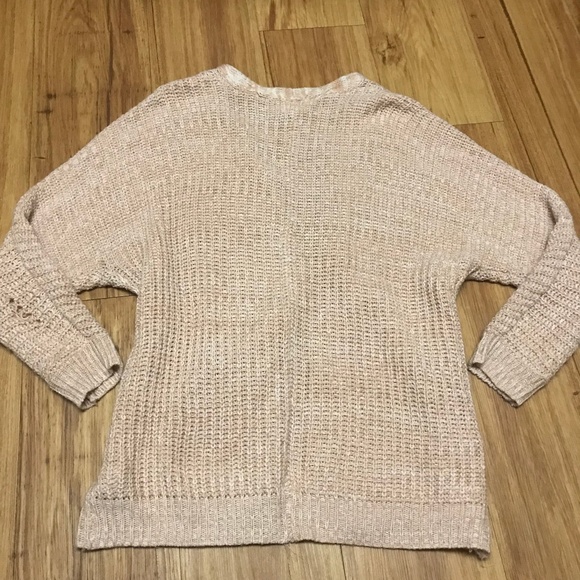 Pink Rose Sweaters Pink Rose Light Pink Cable Knit Cardigan Sweater