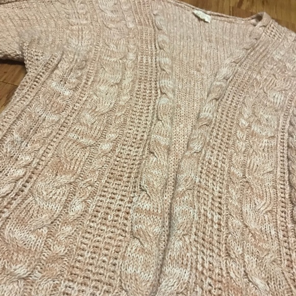 Pink Rose Sweaters Pink Rose Light Pink Cable Knit Cardigan Sweater