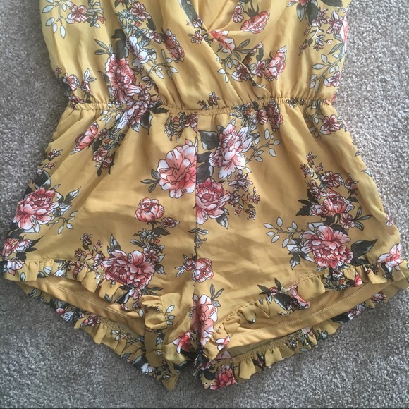 Floral Romper with Ruffled Trim - Picture 3 of 3
