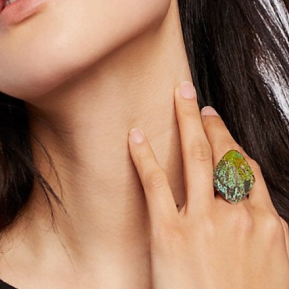 Patina RINGS Green Blue Gold Statement Ring - Picture 4 of 6