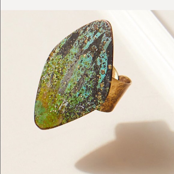 Patina RINGS Green Blue Gold Statement Ring - Picture 3 of 6