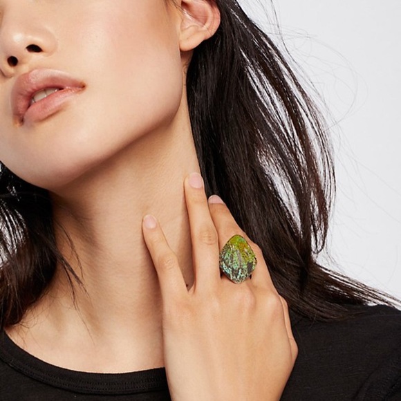 Patina RINGS Green Blue Gold Statement Ring - Picture 5 of 6