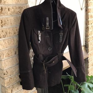 Zara Dark Brown Military inspired Wool Coat