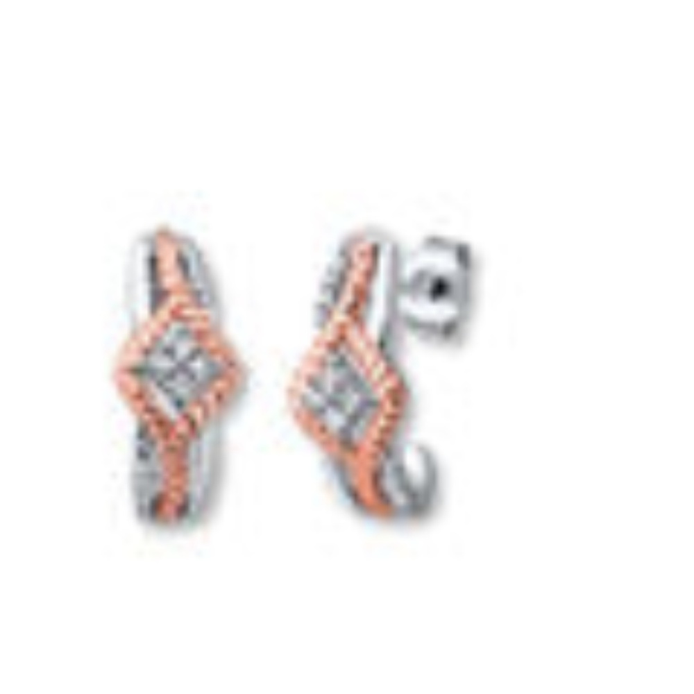 Diamond Earrings 1/5 ct tw Sterling Silver, 10K Go