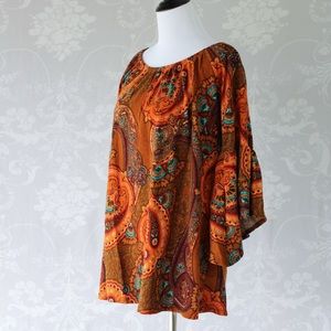 Cozy orange Paisley tunic- NWOT