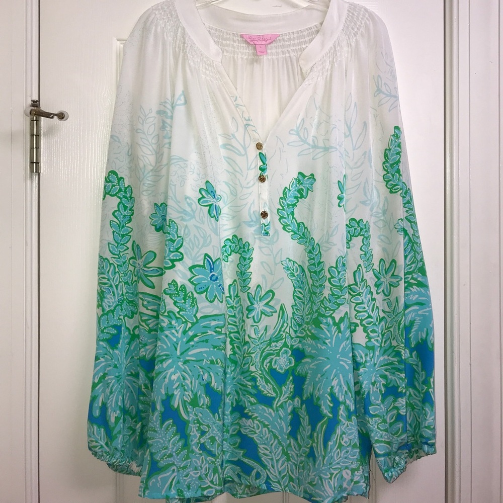 Lilly Pulitzer Elsa Silk Top (Palm Party Print)