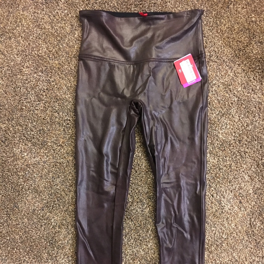 Spanx Oxblood Faux Leather Leggings