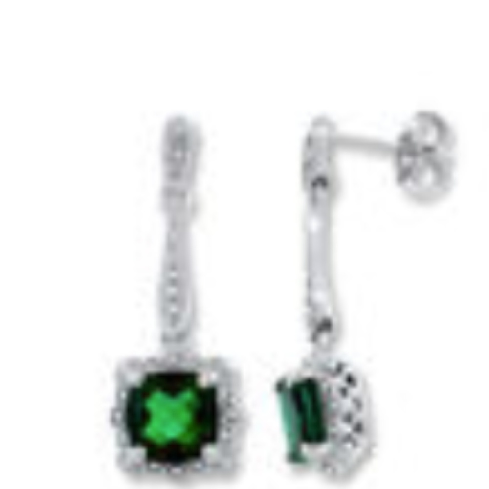 Lab-Created Emeralds Cushion-cut Sterling Silver