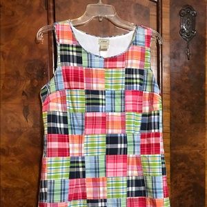 LL Bean Madras Plaid patchwork Sleeveless Dress