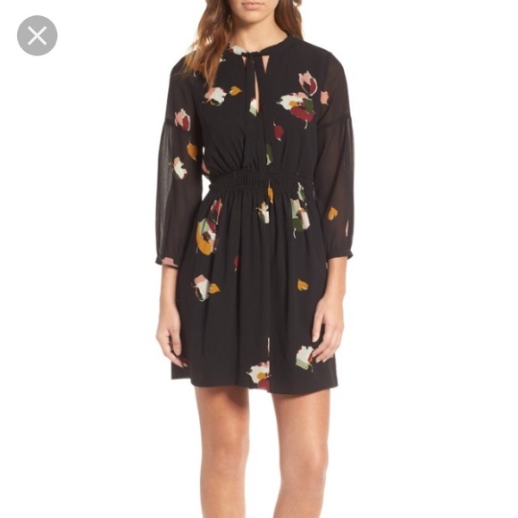 Madewell Dresses & Skirts - Madewell Painted Floral Tie Neck Dress