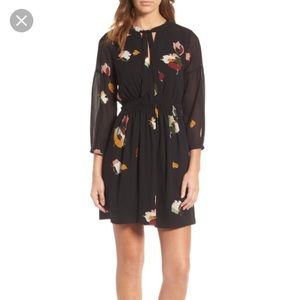 Madewell Painted Floral Tie Neck Dress