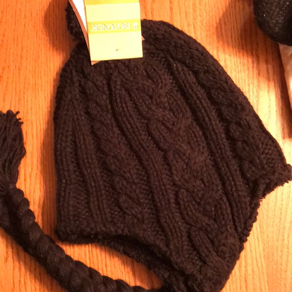 hanging down part of a winter cap