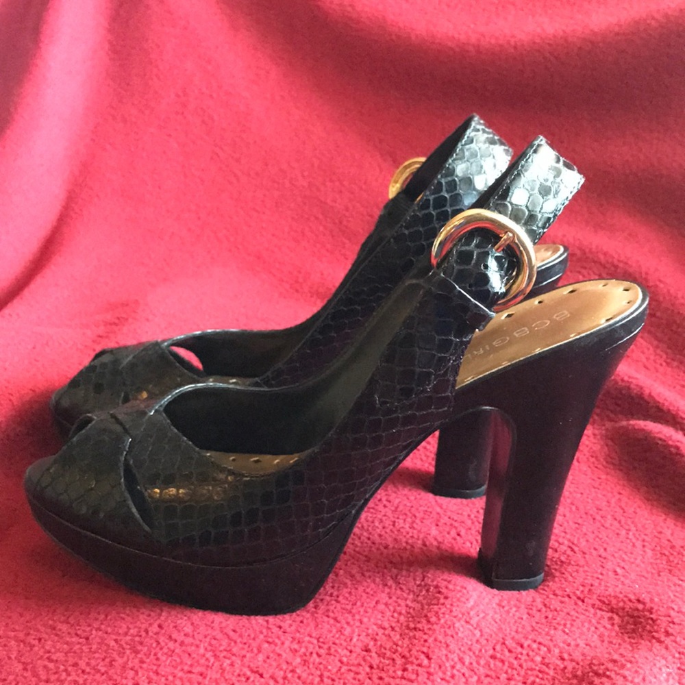 Black strappy platform heels