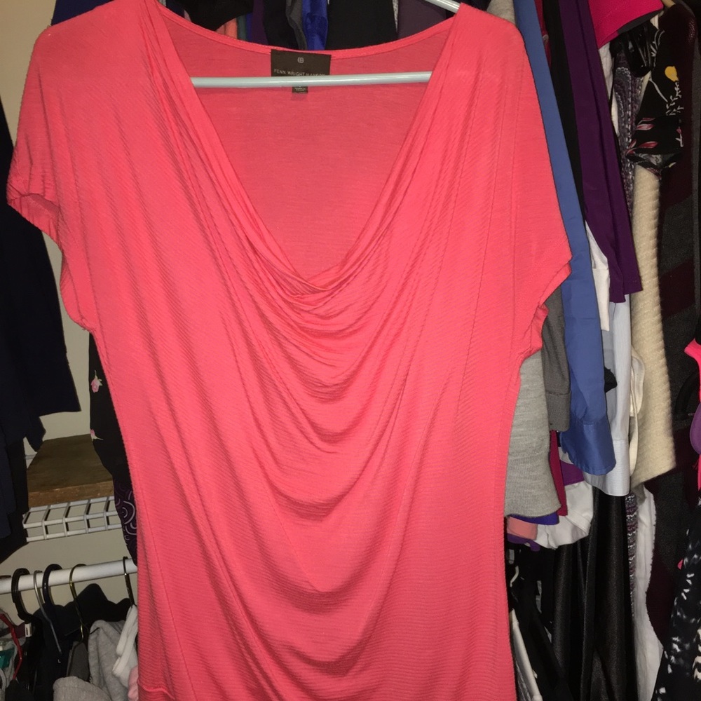 Gorgeous coral drape neck shirt