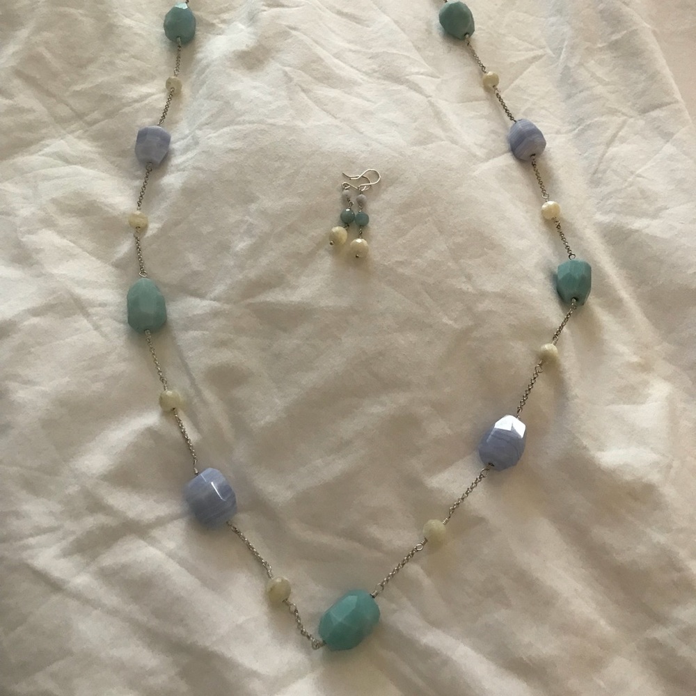 Ann Taylor stone & sterling silver necklace/earing