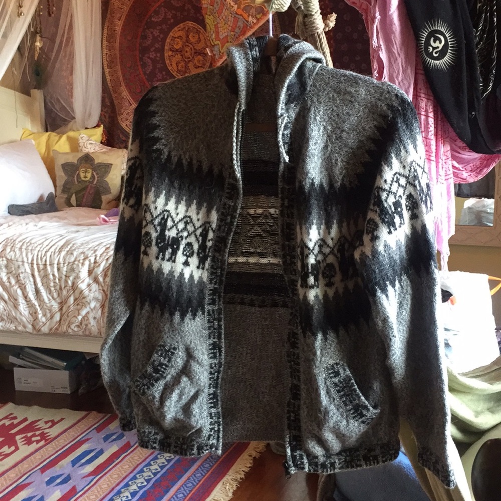 vintage knit zip up sweater cozy winter