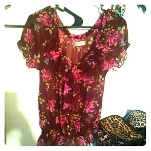 Red Floral Blouse