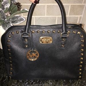 MICHAEL KORS Sandrine Studded Black Pebble Handbag