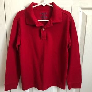 Izod Brand boys long sleeved polo style shirt.