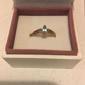 Small Blue Topaz gold ring