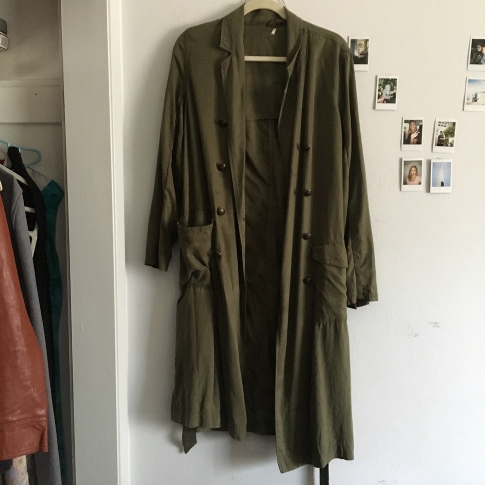 Free People Green Trench-coat