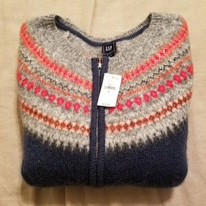 NWT Gap Wool Blend Zipper Sweater