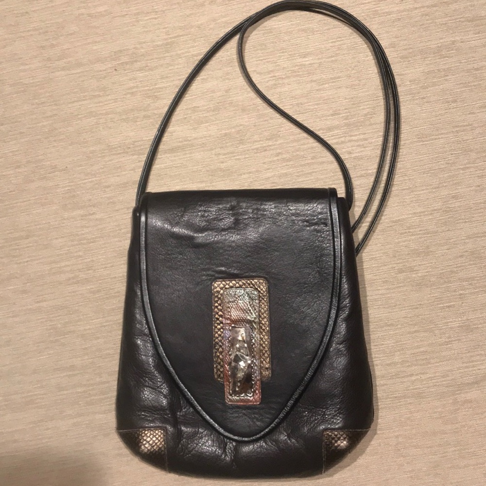 Brown Pat Smiley Shoulder or cross-body bag