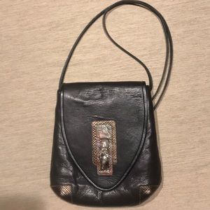 Brown Pat Smiley Shoulder or cross-body bag