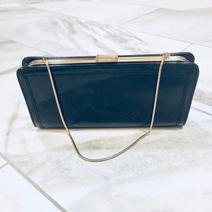 Banana Republic Black Clutch with Gold Chain