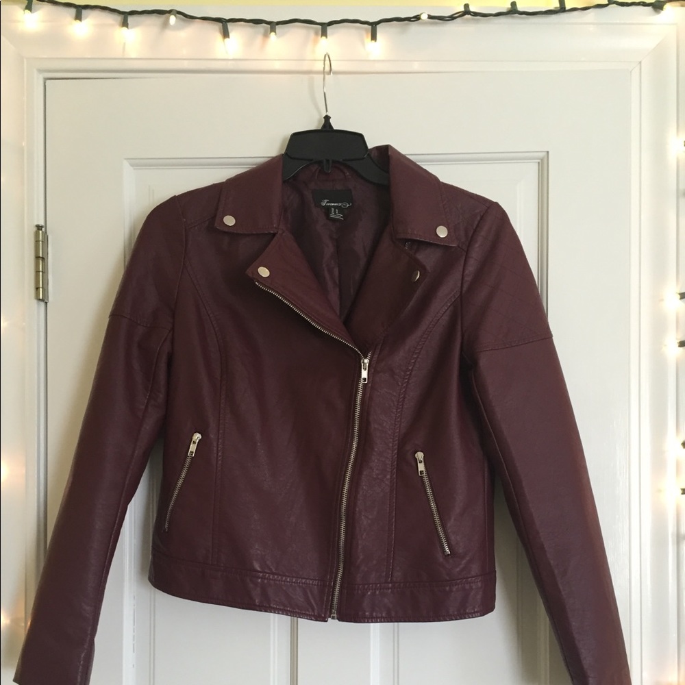 Forever 21 burgundy faux leather jacket
