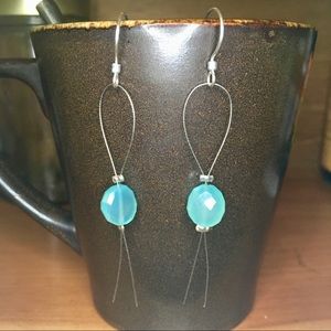 Aqua Chalcedony Sterling Shoulder Duster Earrings