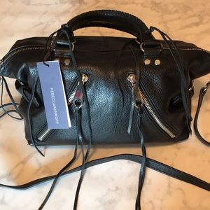 Rebecca Minkoff Moto Satchel Black Leather NWT