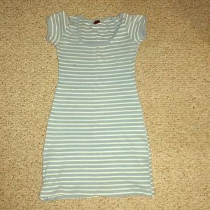 Blue and white striped dress