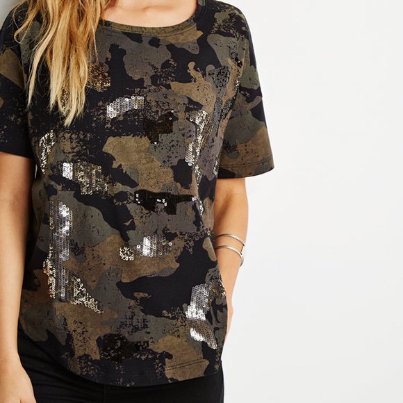 sequin camo top
