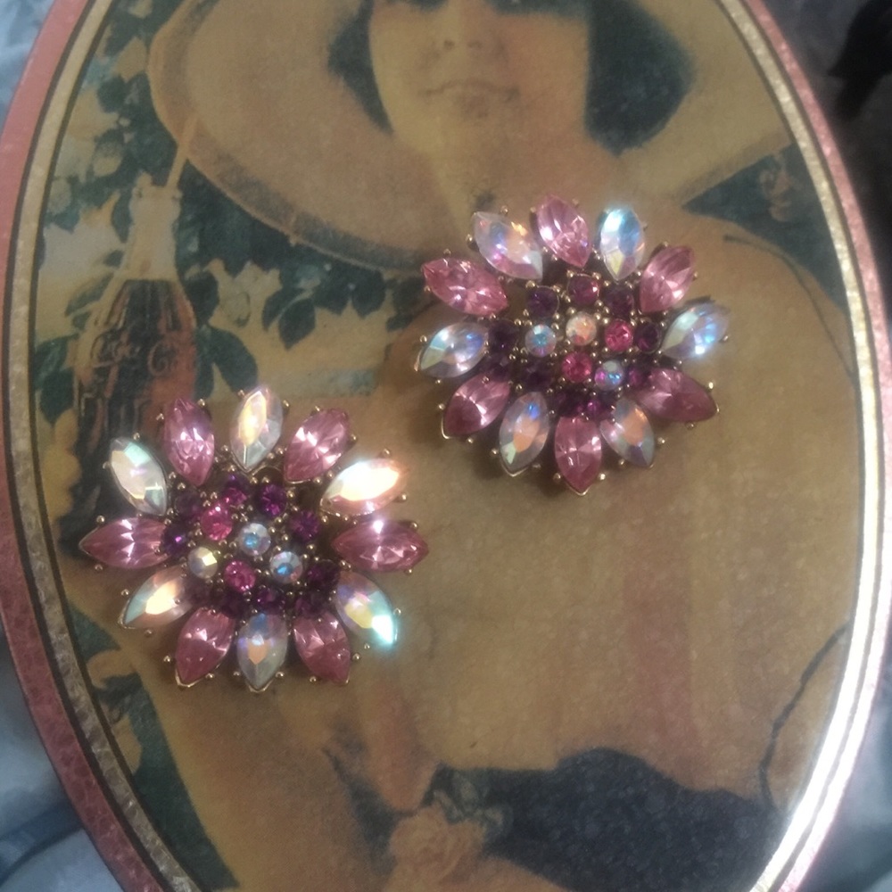 Bob Mackie vintage rhinestone flower earrings - Picture 4 of 6