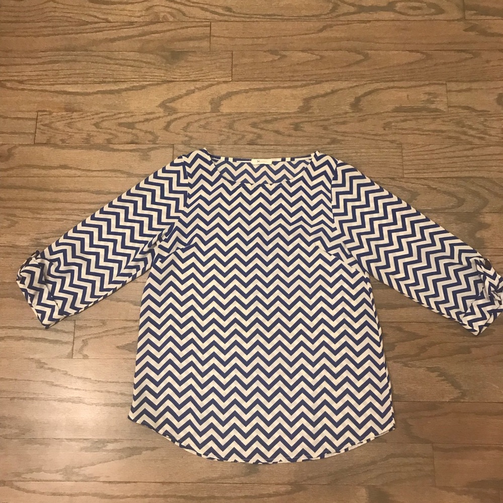 Cobalt blue and white chevron blouse