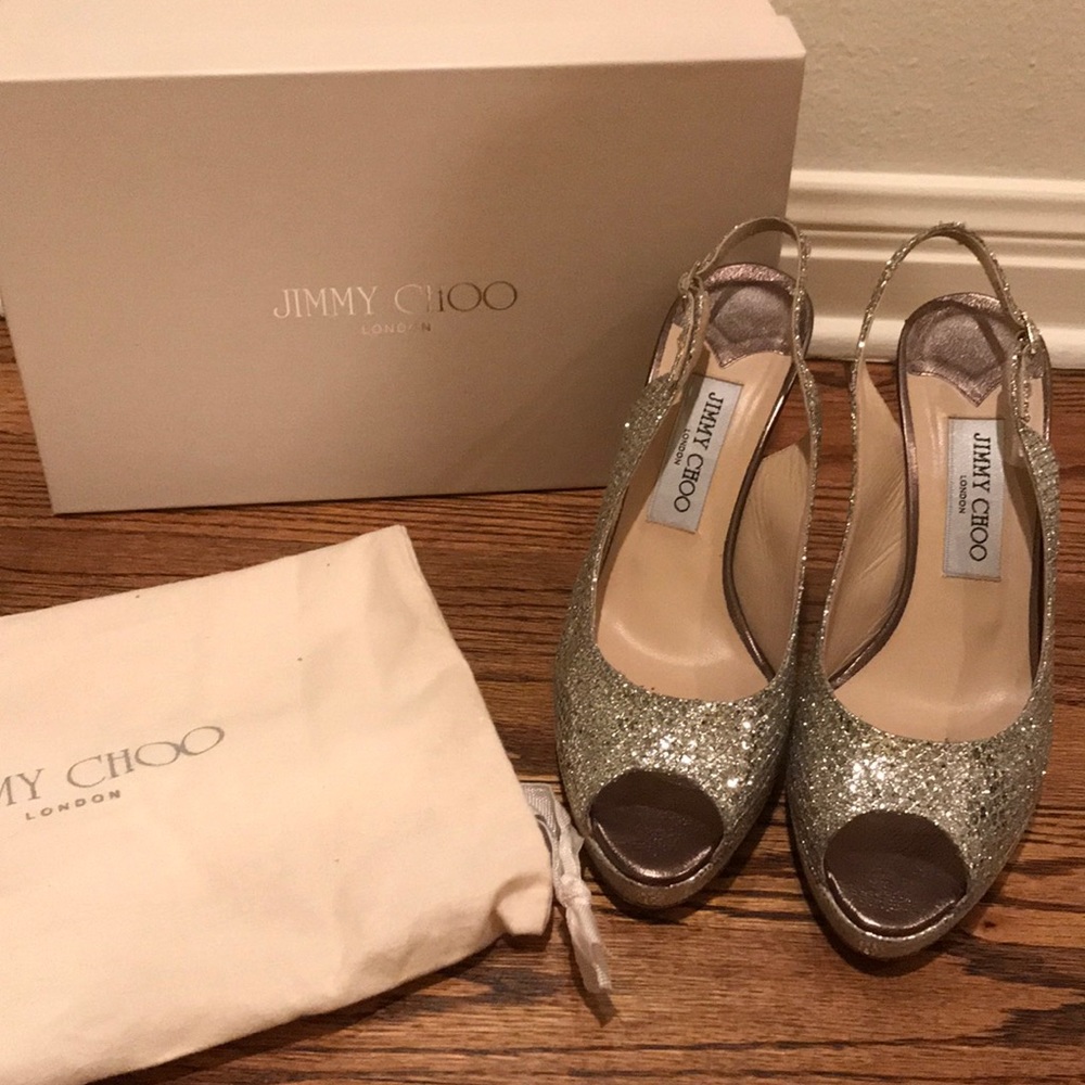 Jimmy Choo champagne glitter sling pump - Picture 1 of 5