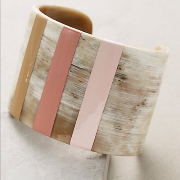 Anthropologie Jewelry - Anthro Horn Ombre Striped Cuff Statement Bracelet