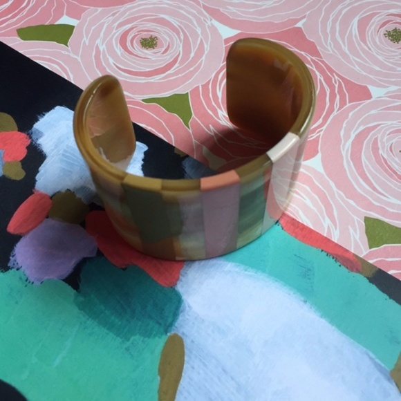 Anthro Horn Ombre Striped Cuff Statement Bracelet - Picture 3 of 7