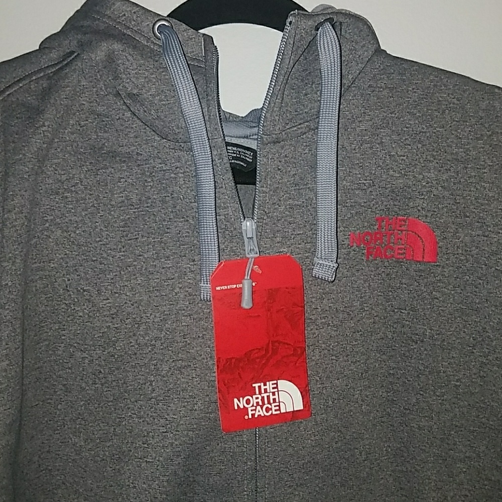 The North Face hoodie gray and red