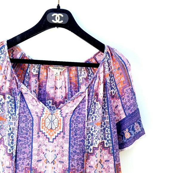 Lucky Brand Tops - Lucky Brand Pink Purple Bohemian Top