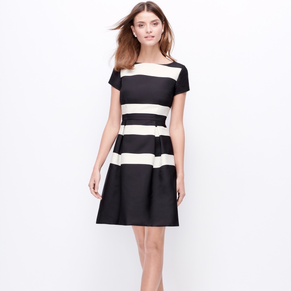 NWOT Black and white stripe fit and flare dress
