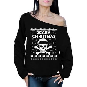 Black Off-The-shoulder Ugly Christmas Sweater Sz L